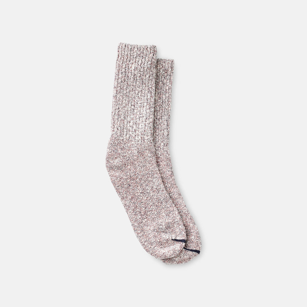 Red Wing Shoes | Unisex Cotton Blend Ragg Crew Socks in Hot Burgundy/Navy/White Cotton Blend 97657 | Red Wing Heritage
