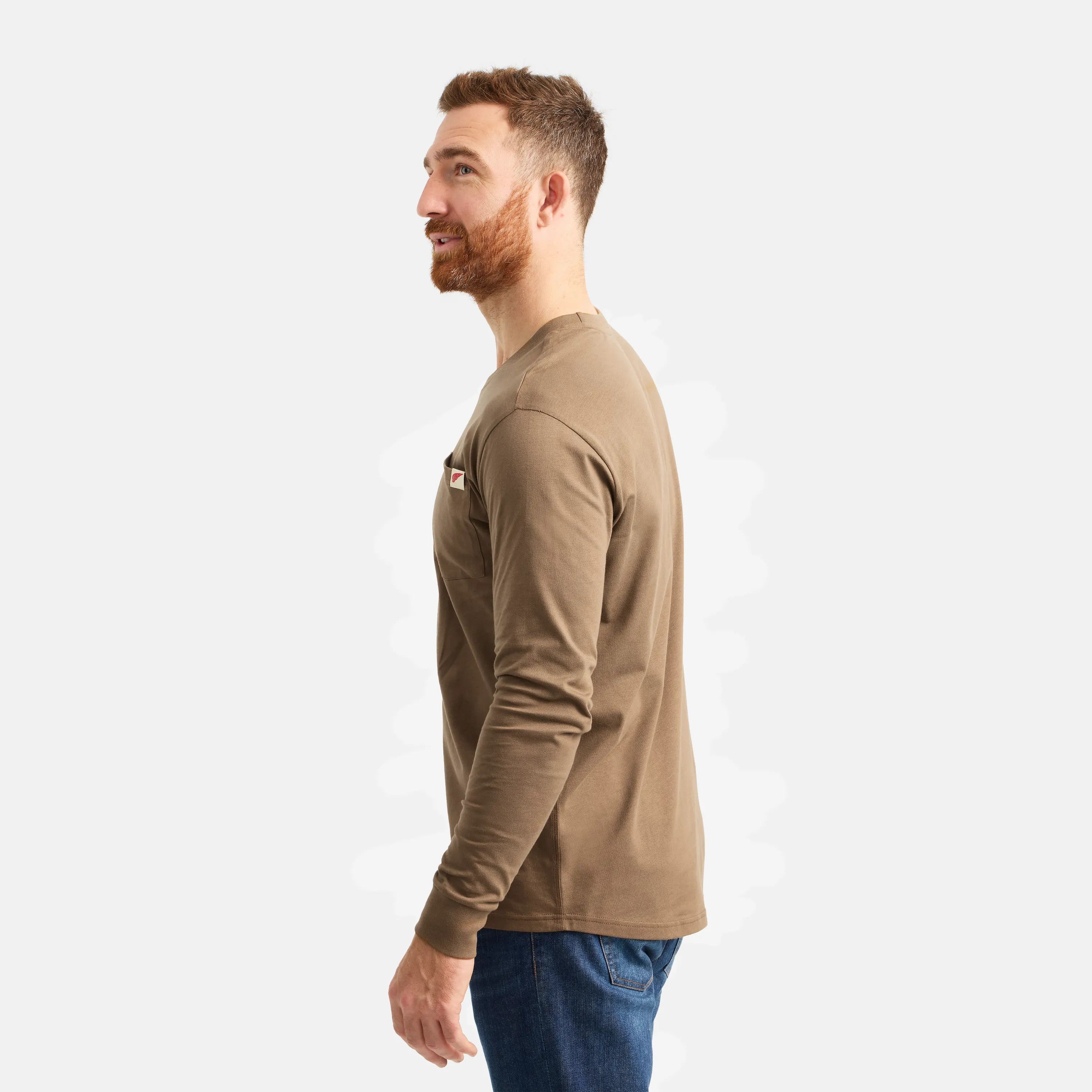 Red Wing Shoes | Long Sleeve Classic Pocket Tee in Brown