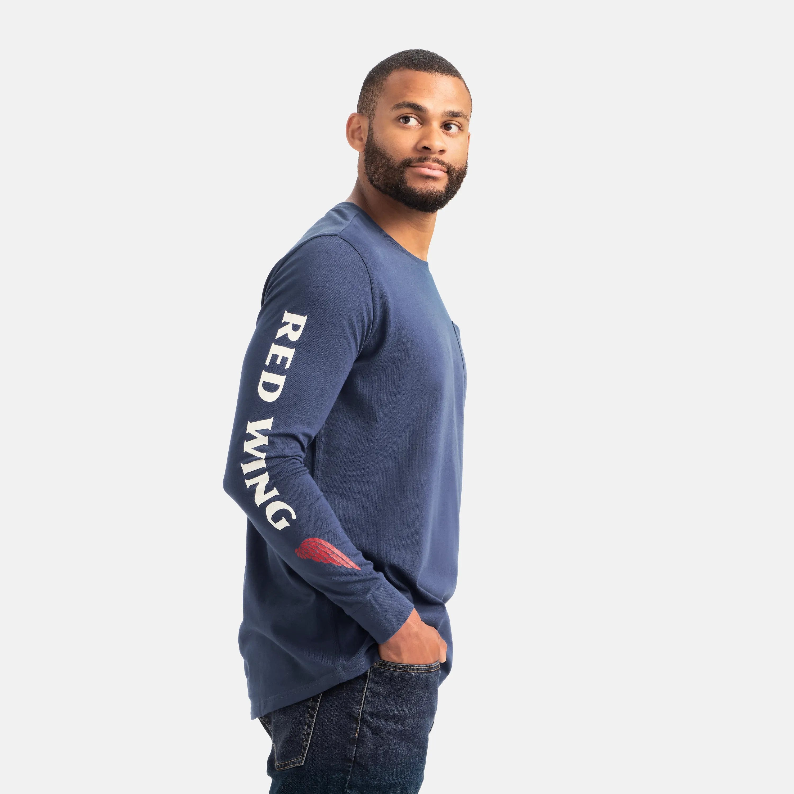 Red Wing Shoes | Long Sleeve Classic Pocket Tee in Navy 98476