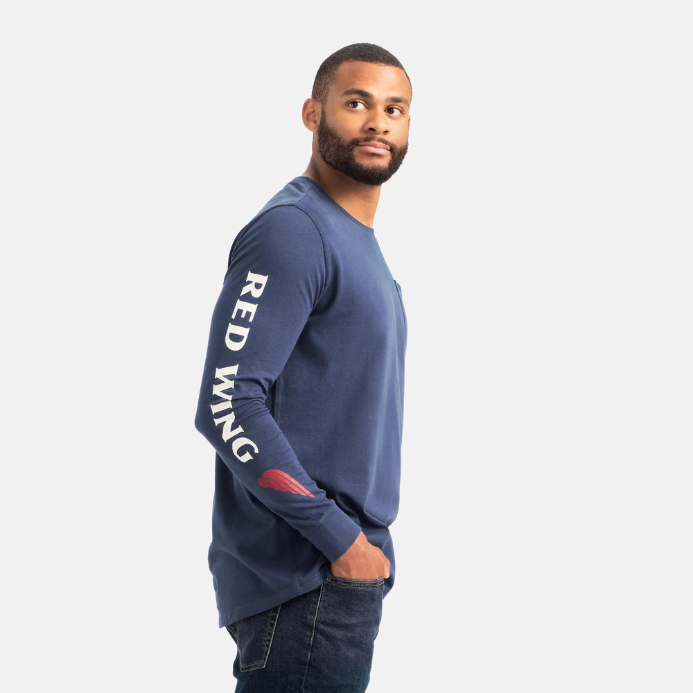Red Wing Shoes | Long Sleeve Classic Pocket Tee in Navy 98476