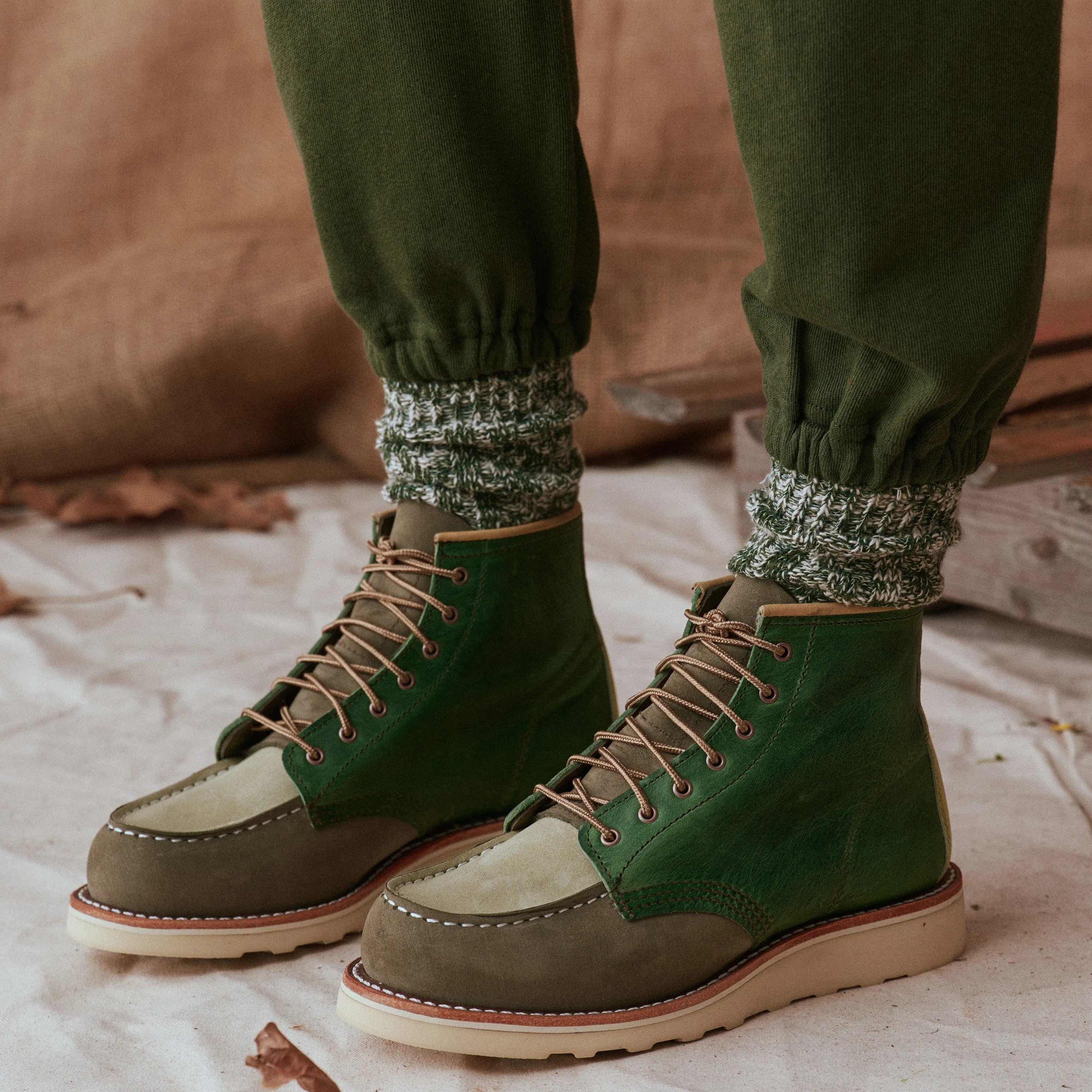 Red Wing Shoes | 6-Inch Classic Moc Short Boot in Multi Army 3465 | Red Wing Heritage