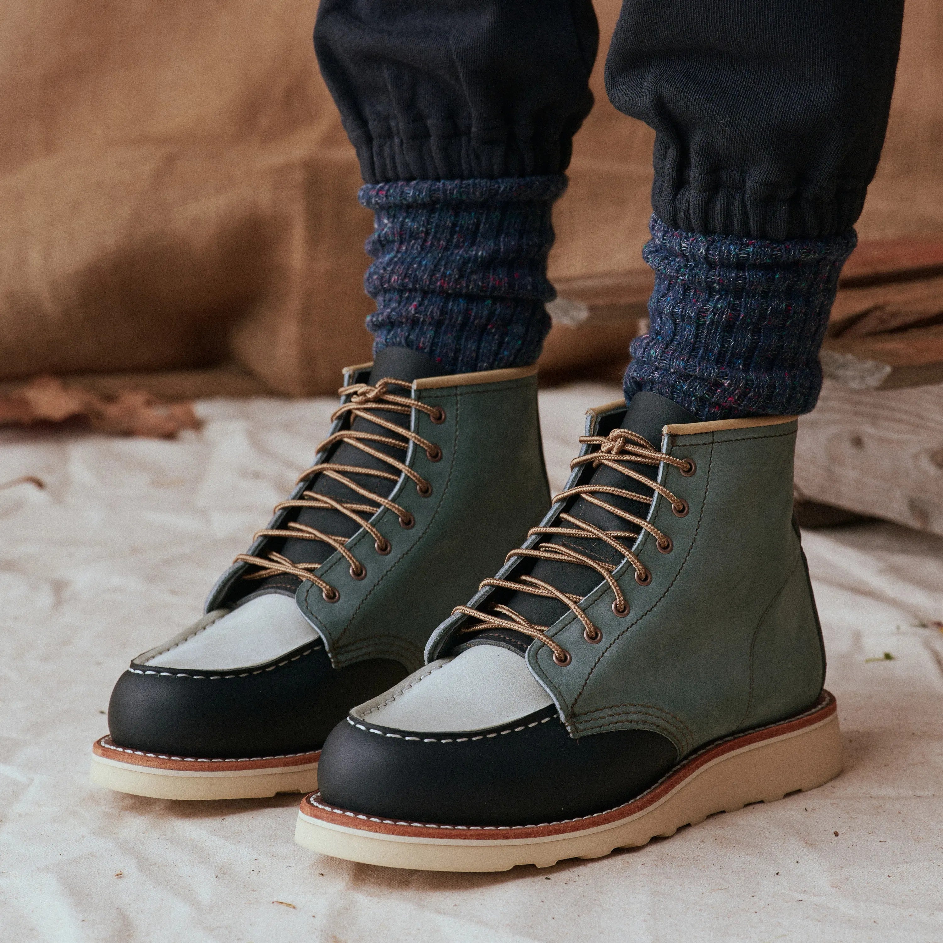 Red Wing Shoes | 6-Inch Classic Moc Short Boot in Multi Indigo 3466 | Red Wing Heritage