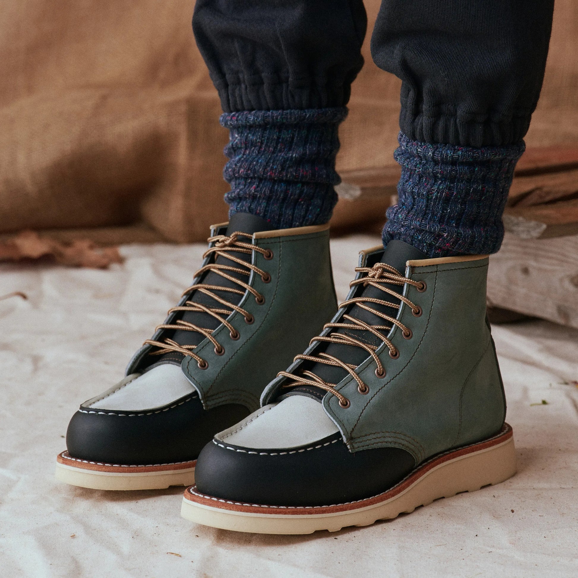 Red Wing Shoes | 6-Inch Classic Moc Short Boot in Multi Indigo 3466 | Red Wing Heritage
