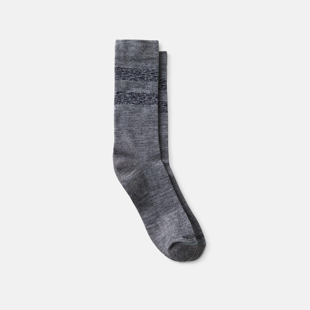 Red Wing Shoes | Unisex Wool Blend Striped Crew Socks in Gray/Navy | Red Wing Heritage 97677
