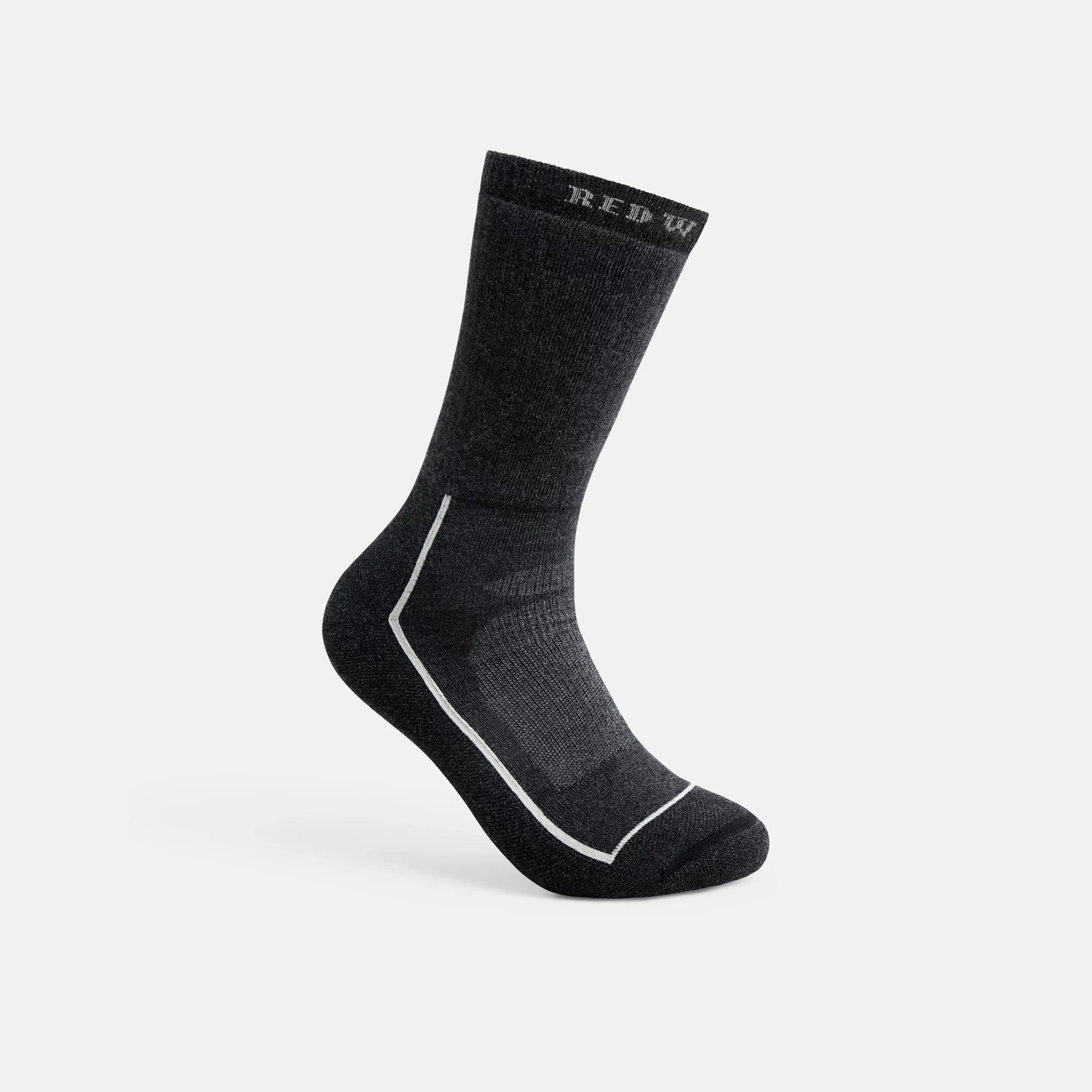Red Wing Shoes | Unisex Steel-Toe Merino Wool Blend Crew Sock in Black 97394