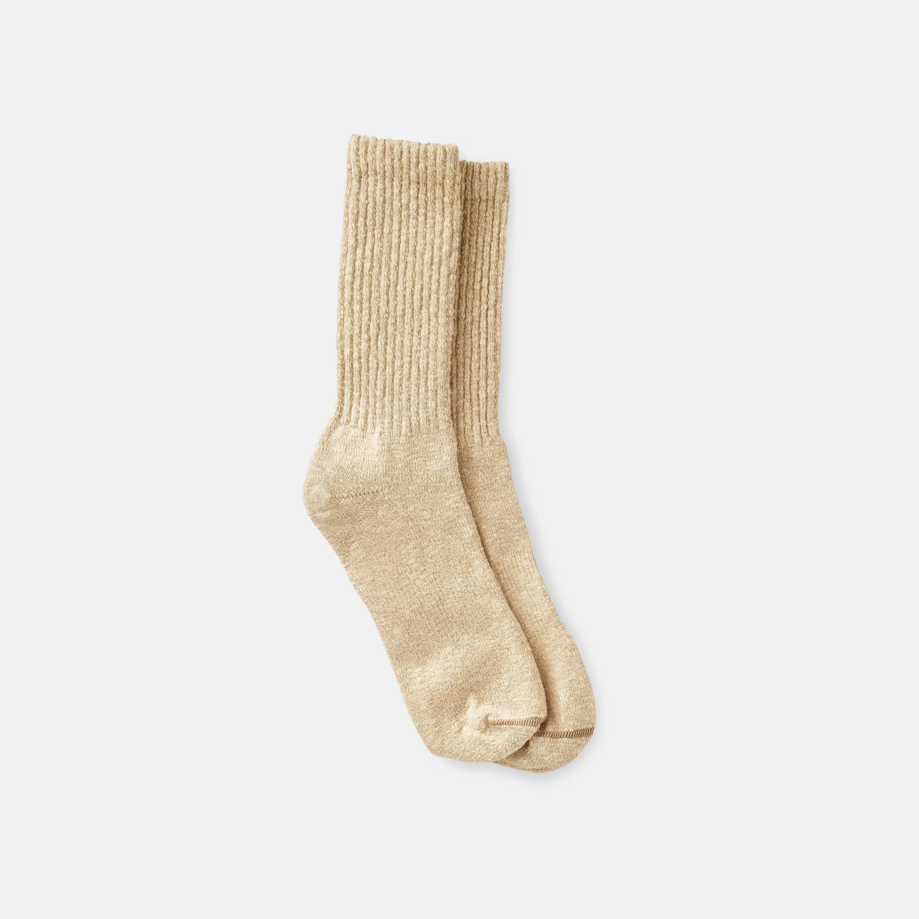 Red Wing Shoes | Unisex Cotton Blend Ragg Crew Boot Socks in Over Dyed Cream/Coffee Cotton Blend 97658 | Red Wing Heritage